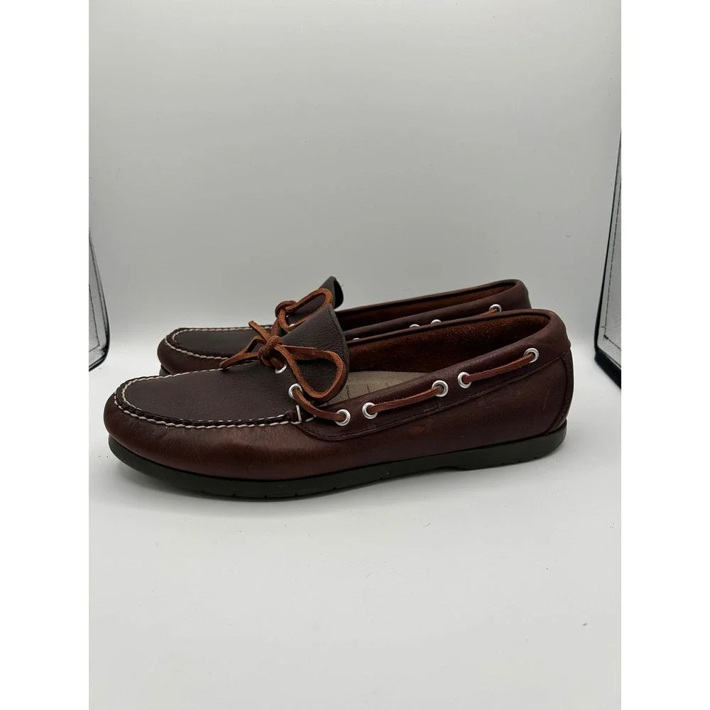 LL Bean Men Handsewn Moccasins Dark Brown Leather Boat Shoes Sz 11.5 D 130448